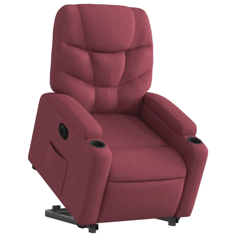 Fauteuil relax TV fonction de levage électrique très confortable en tissu rouge bordeaux DEC028546