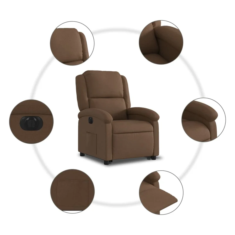 Fauteuil relax TV fonction de levage électrique très confortable en tissu marron DEC028451