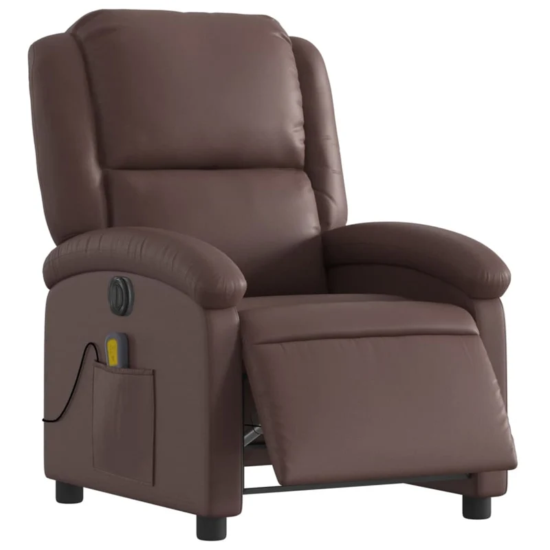 Fauteuil de relaxation TV fonction massage inclinable électrique 6 points de massage en PVC marron DEC027204
