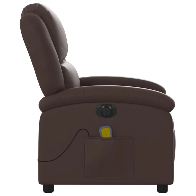 Fauteuil de relaxation TV fonction massage inclinable électrique 6 points de massage en PVC marron DEC027204