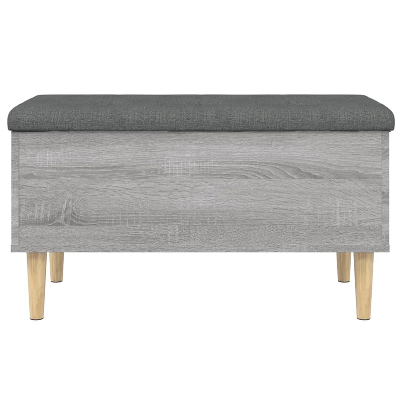 Banc banquette de rangement avec coussin d'assise 82 x 42 x 46 cm bois d'ingénierie gris DEC024809