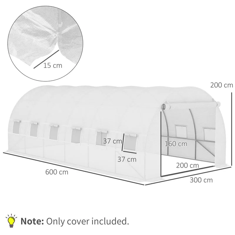 Bâche de rechange serre tunnel 6 x 3 x 2 m protection anti uv et porte enroulable moderne épuré en polyéthylène blanc 21_0004164