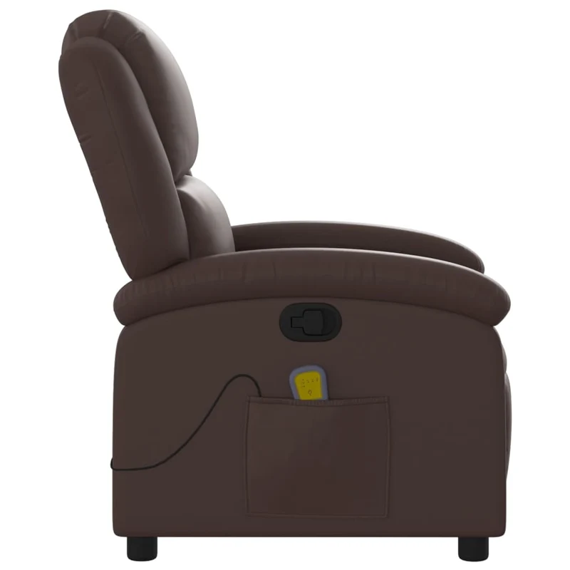 Fauteuil de relaxation TV fonction massage inclinable 6 points de massage en PVC marron DEC026995