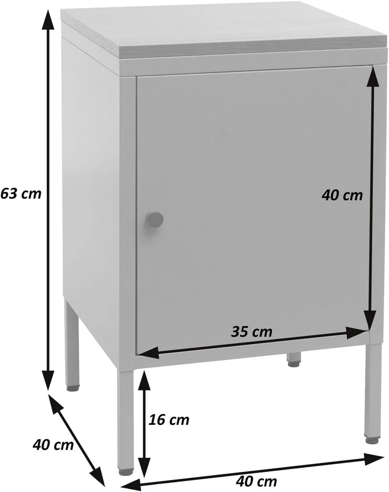 Petit meuble de rangement table de chevet 2 niveaux tôle d'acier laminée noir plateau MDF 63x40x40 cm MED04079