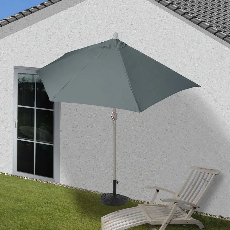 Demi parasol semi-circulaire balcon terrasse UV 50+ polyester/aluminium 3kg avec une portée de 300 cm anthracite avec support 04_0003837