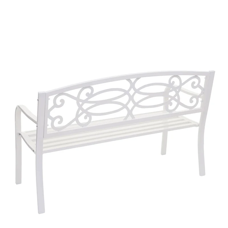 Banc de jardin acier revêtu de poudre 2 places blanc 04_0001119