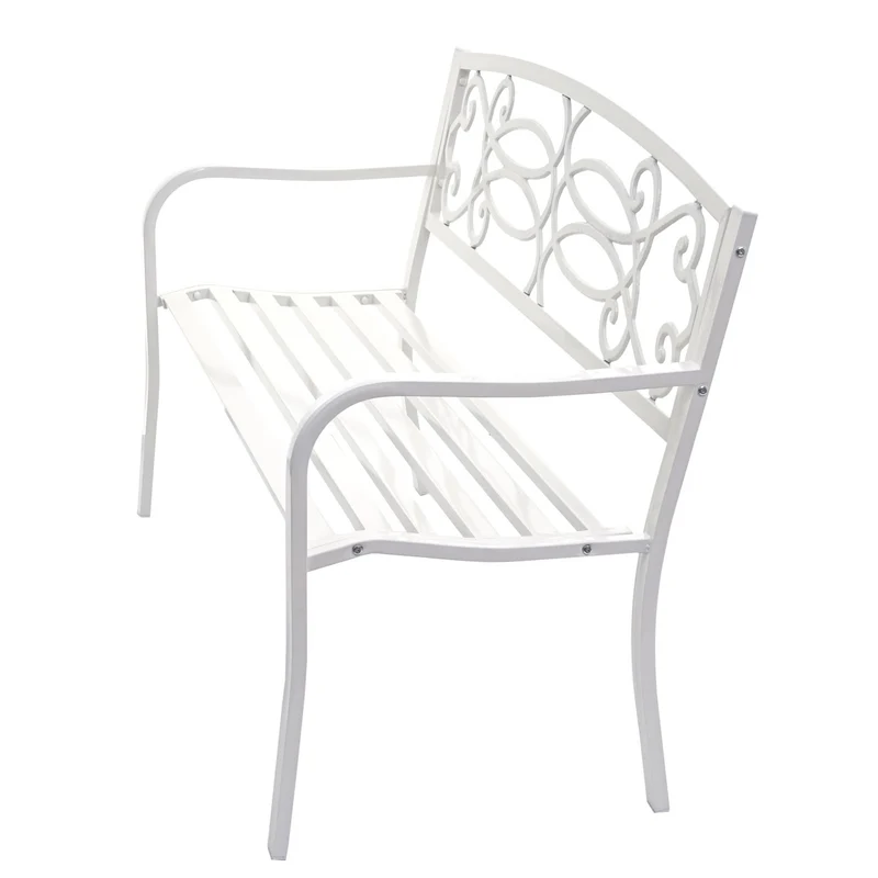 Banc de jardin acier revêtu de poudre 2 places blanc 04_0001119