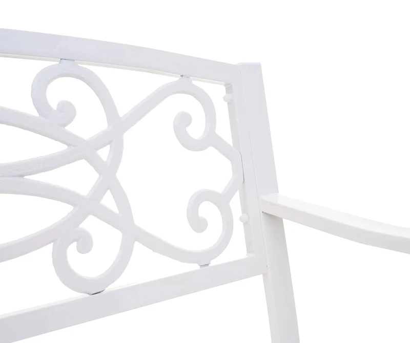 Banc de jardin acier revêtu de poudre 2 places blanc 04_0001119