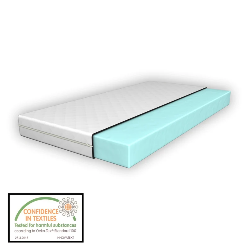 Lit d'enfant cabane avec matelas et barrière de protection en pin contreplaqué blanc 03_0001670