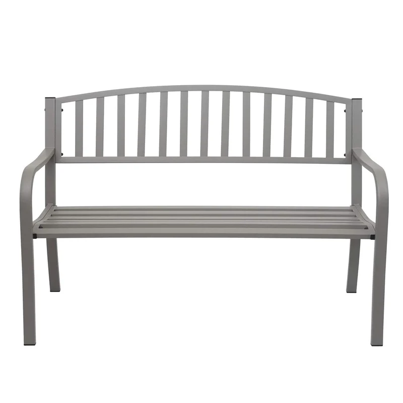 Banc de jardin 2 places acier thermolaqué gris MDJ04153