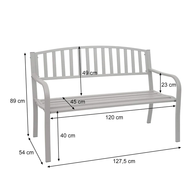 Banc de jardin 2 places acier thermolaqué gris MDJ04153