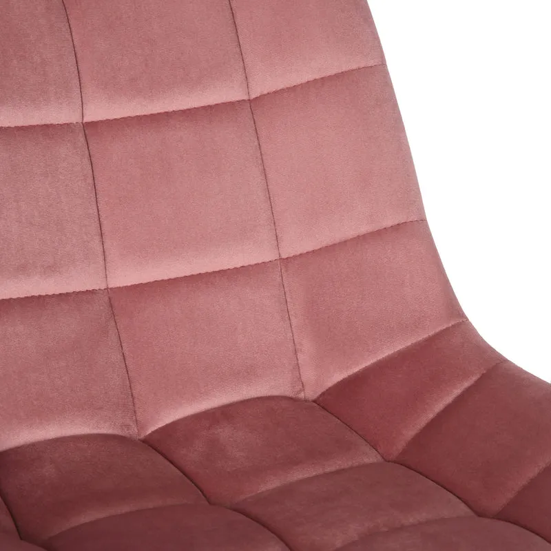 Chaise de bureau en velours rose sur roulettes design moderne hauteur réglable BUR10598
