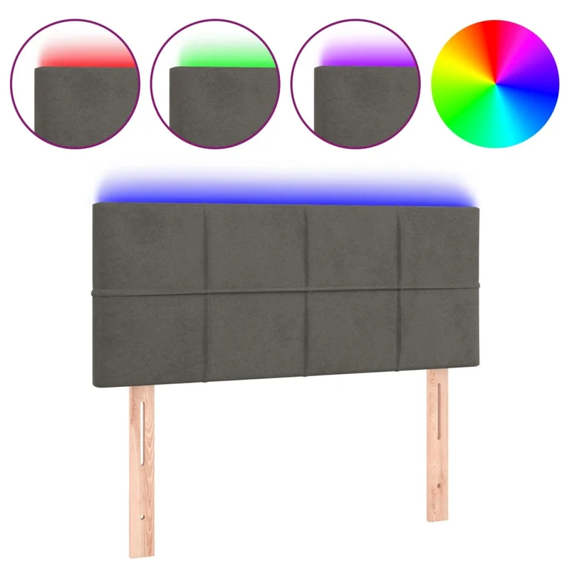 Tête de lit accessoire couchage chambre à coucher meuble à LED 80 x 5 x 78/88 cm tissu velours gris foncé TDL0201033