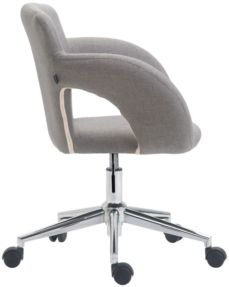 Fauteuil de bureau sur roulettes en tissu gris clair structure métal chromé BUR10701