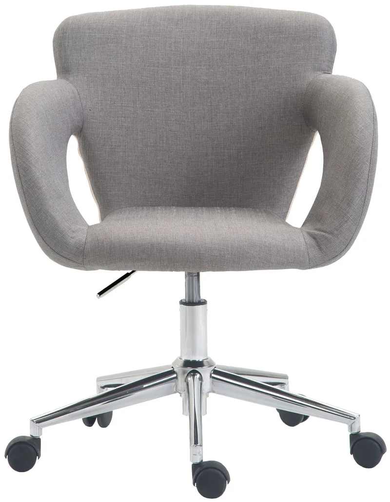 Fauteuil de bureau sur roulettes en tissu gris clair structure métal chromé BUR10701