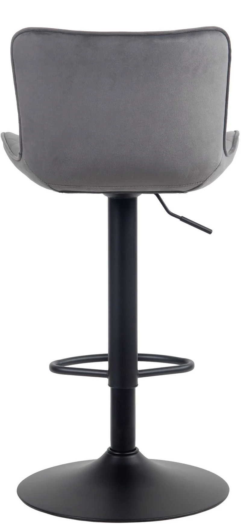 Lot de 2 tabourets de bar en tissu velours gris pieds en métal noir hauteur réglable pivotant TDB10728