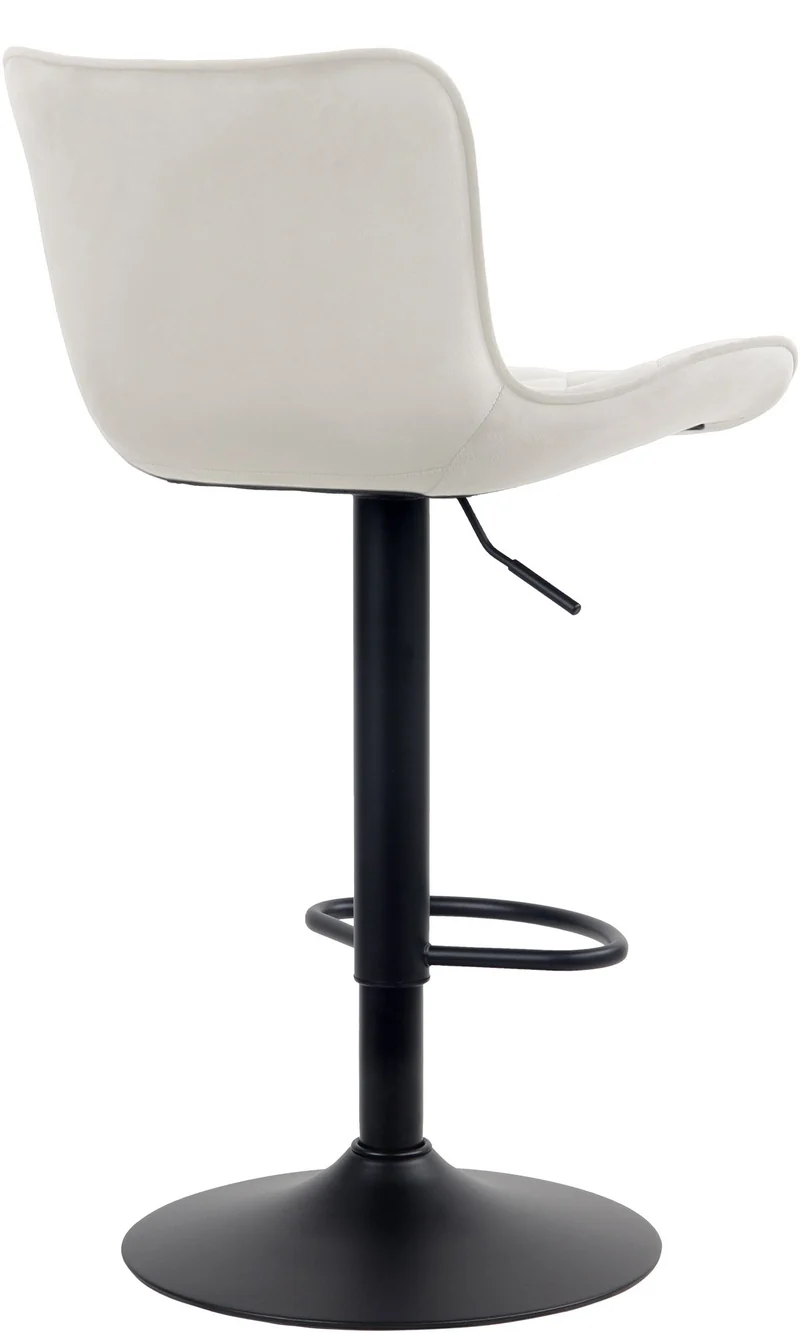 Lot de 2 tabourets de bar en tissu velours crème pieds en métal noir hauteur réglable pivotant TDB10726