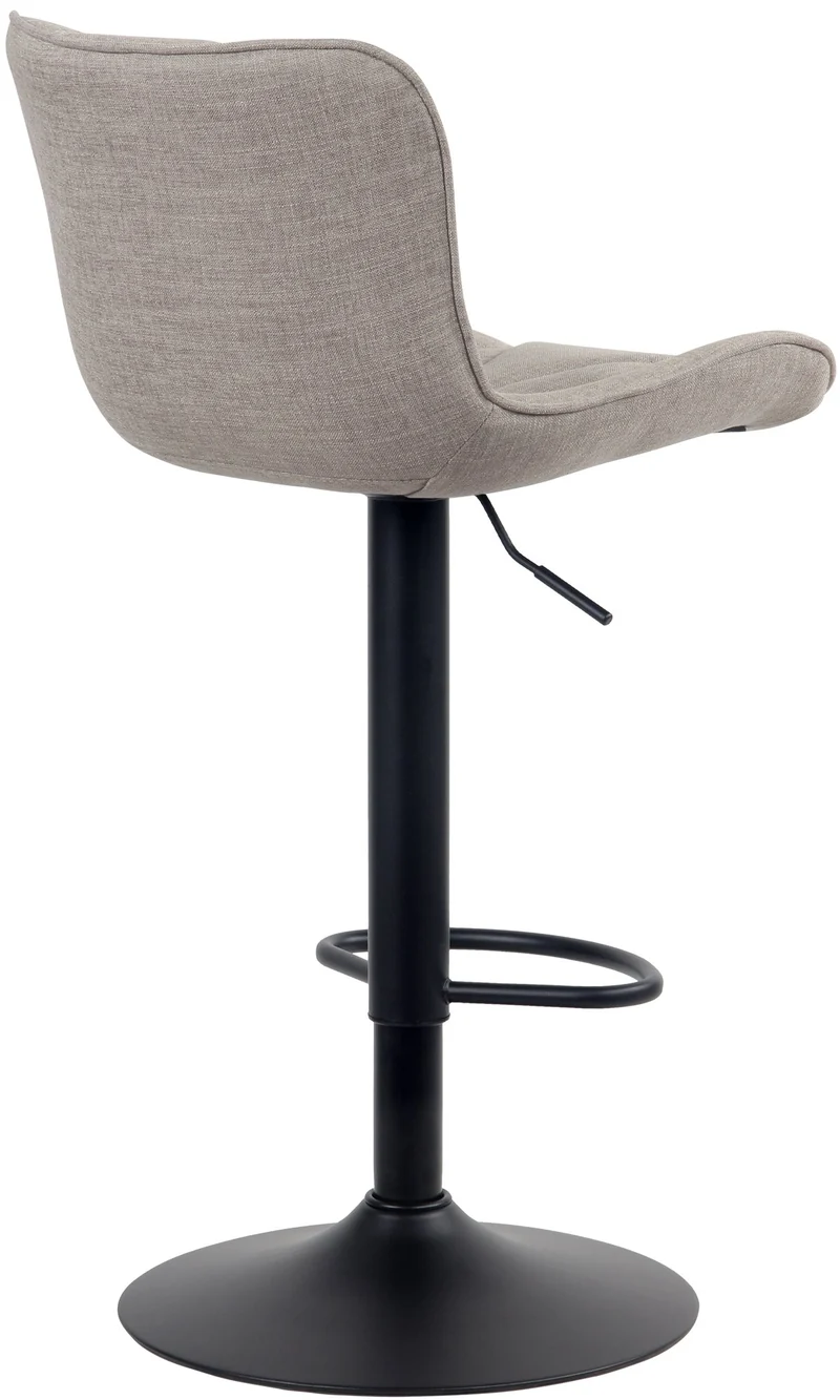 Lot de 2 tabourets de bar en tissu taupe pieds en métal noir hauteur réglable pivotant TDB10722