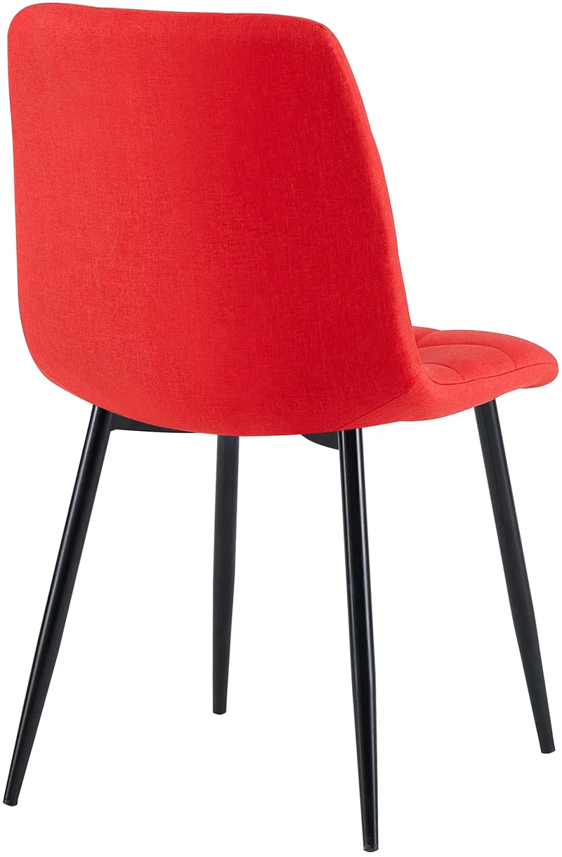 Lot de 4 chaises de salle à manger en tissu rouge pieds métal noir design moderne et confortable CDS10415