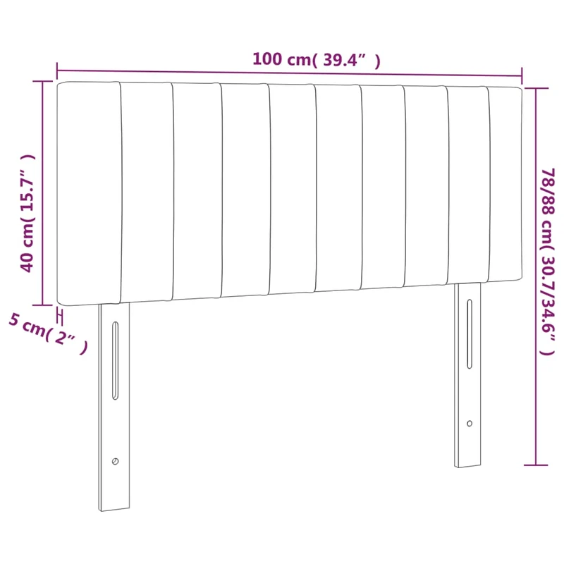 Tête de lit accessoire couchage chambre à coucher meuble à LED 100 x 5 x 78/88 cm tissu gris foncé TDL0201198