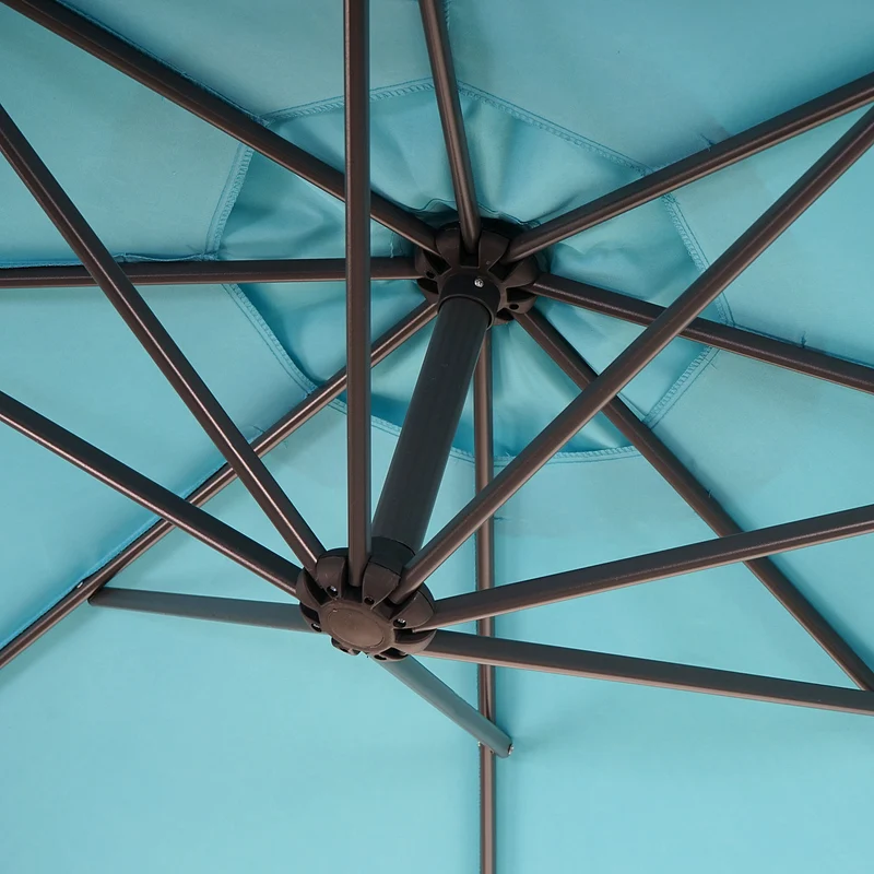 Parasol déporté protection solaire Ø 3m inclinable polyester/acier 11kg bleu sans support 04_0000949