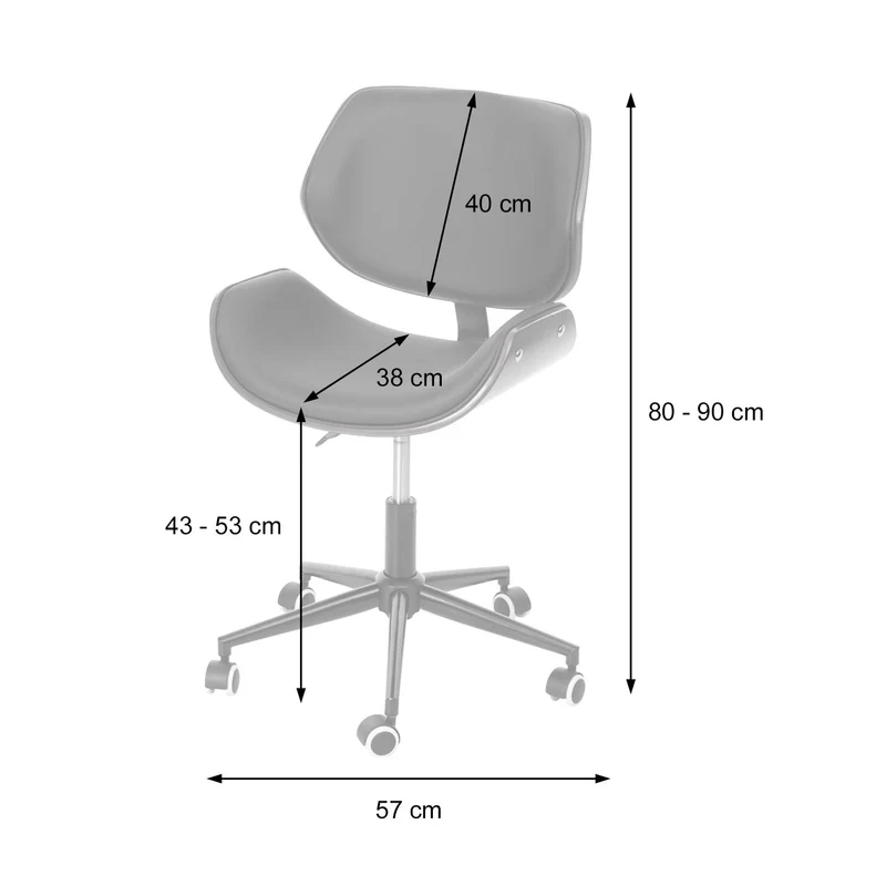 Chaise fauteuil de bureau pivotante aspect noyer courbé hauteur réglable pivotante design rétro crème 04_0001859