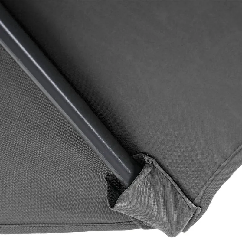 Parasol déporté protection solaire Ø 3m inclinable polyester/acier 11kg gris avec support 04_0000944
