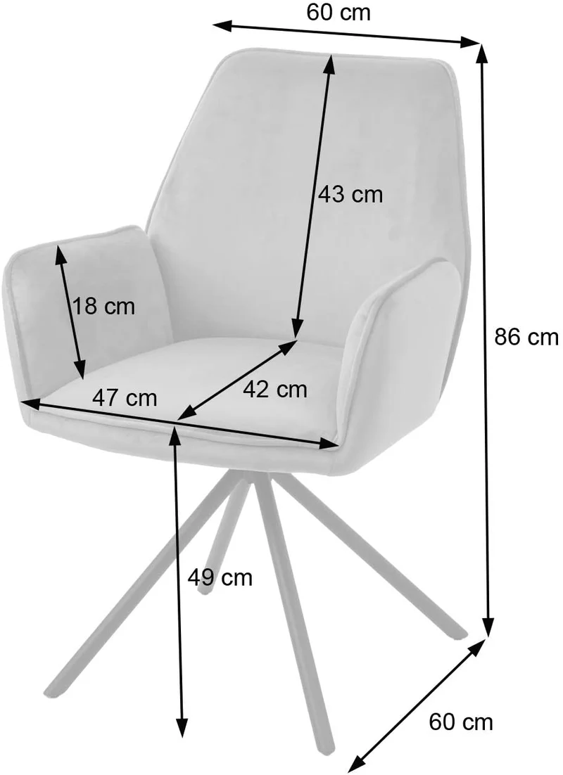 Chaise fauteuil rembourré salon bureau avec accoudoirs rotation 90° en velours gris FAL04034
