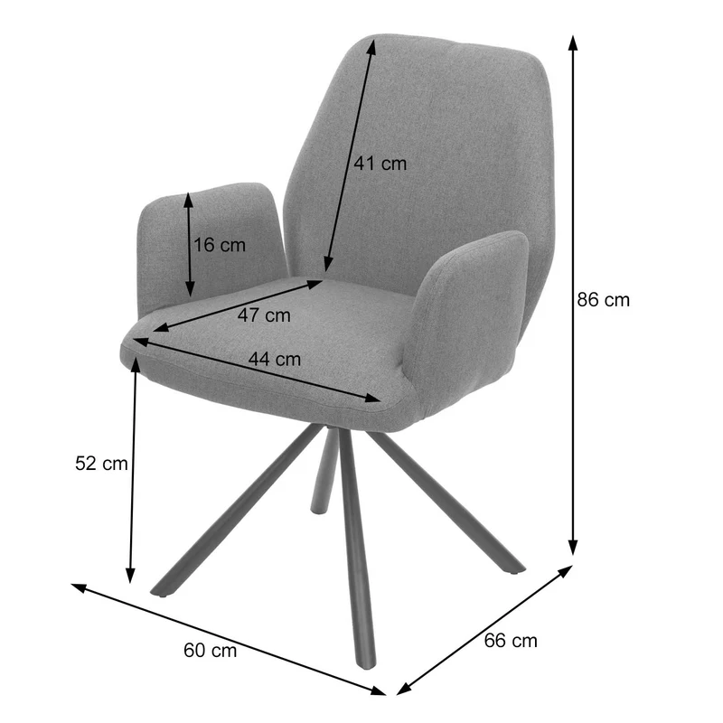 Chaise de salle à manger fauteuil de bureau en tissu gris foncé en acier design pivotant rétro et moderne 04_0002271