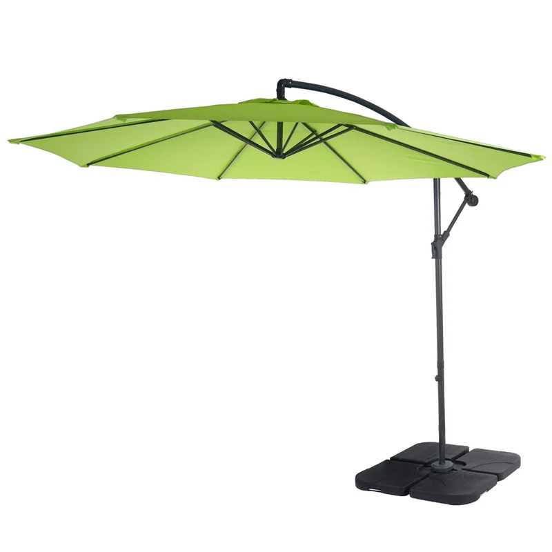 Parasol déporté protection solaire Ø 3m inclinable polyester/acier 11kg citron vert avec support 04_0000941