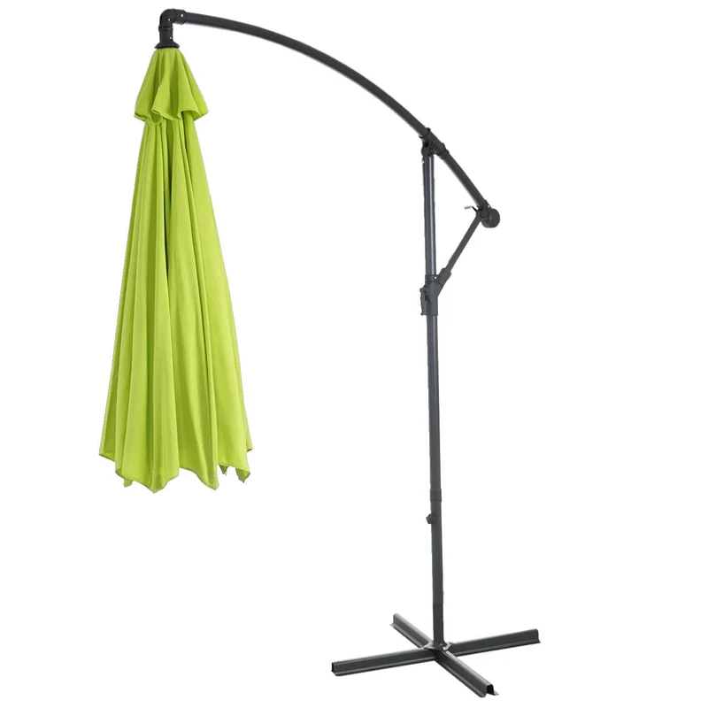 Parasol déporté protection solaire Ø 3m inclinable polyester/acier 11kg citron vert avec support 04_0000941