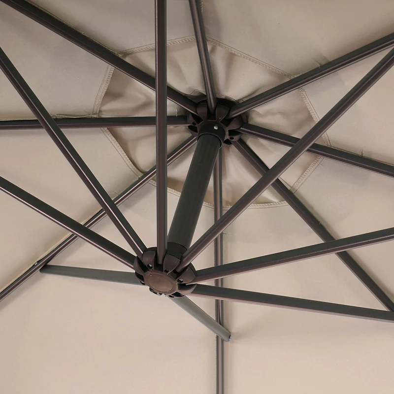 Parasol déporté protection solaire Ø 3m inclinable polyester/acier 11kg beige sable sans support 04_0000948