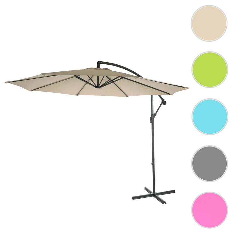 Parasol déporté protection solaire Ø 3m inclinable polyester/acier 11kg crème sans support 04_0000943