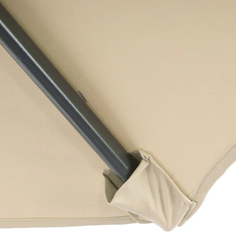Parasol déporté protection solaire Ø 3m inclinable polyester/acier 11kg crème avec support 04_0000942