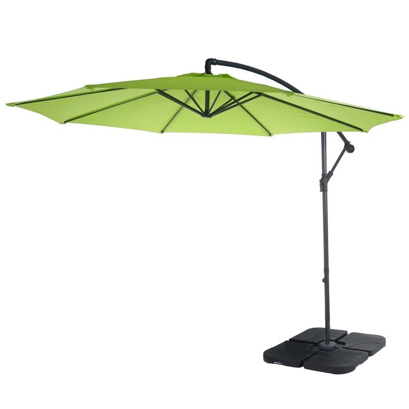 Parasol déporté protection solaire Ø 3m inclinable polyester/acier 11kg citron vert sans support 04_0000950