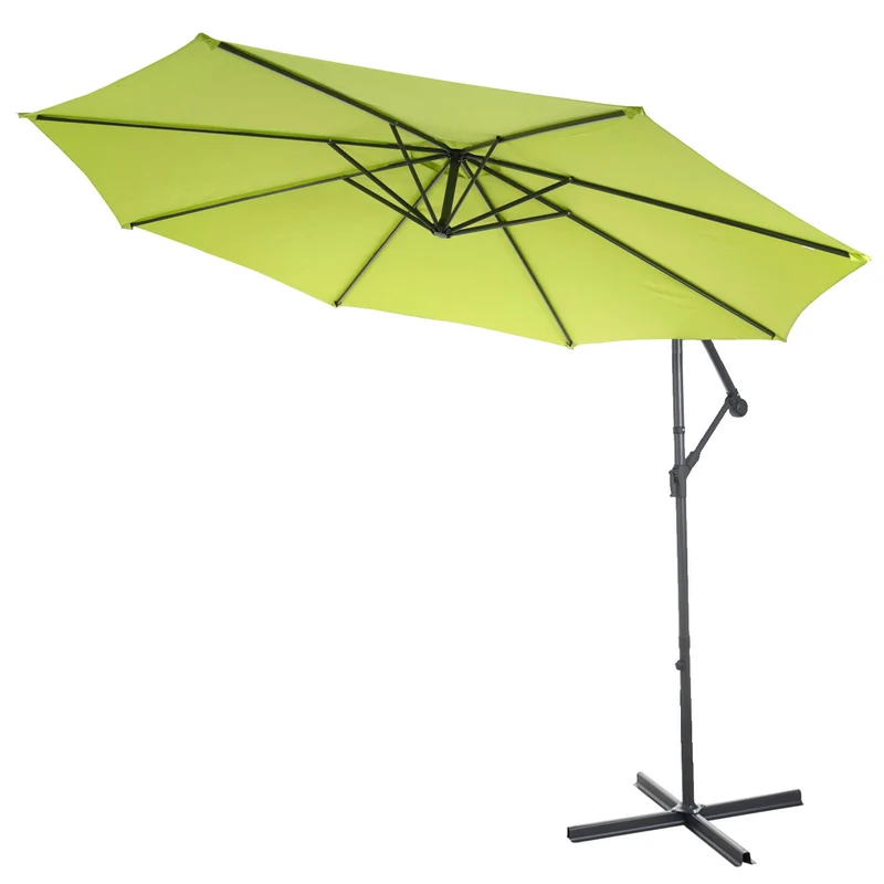 Parasol déporté protection solaire Ø 3m inclinable polyester/acier 11kg citron vert sans support 04_0000950