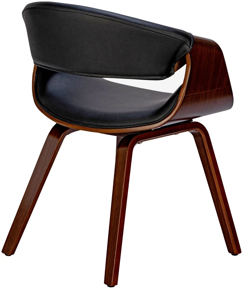Chaise de salle à manger fauteuil de bureau sans roulette assise en synthétique noir pieds en bois FAL101551