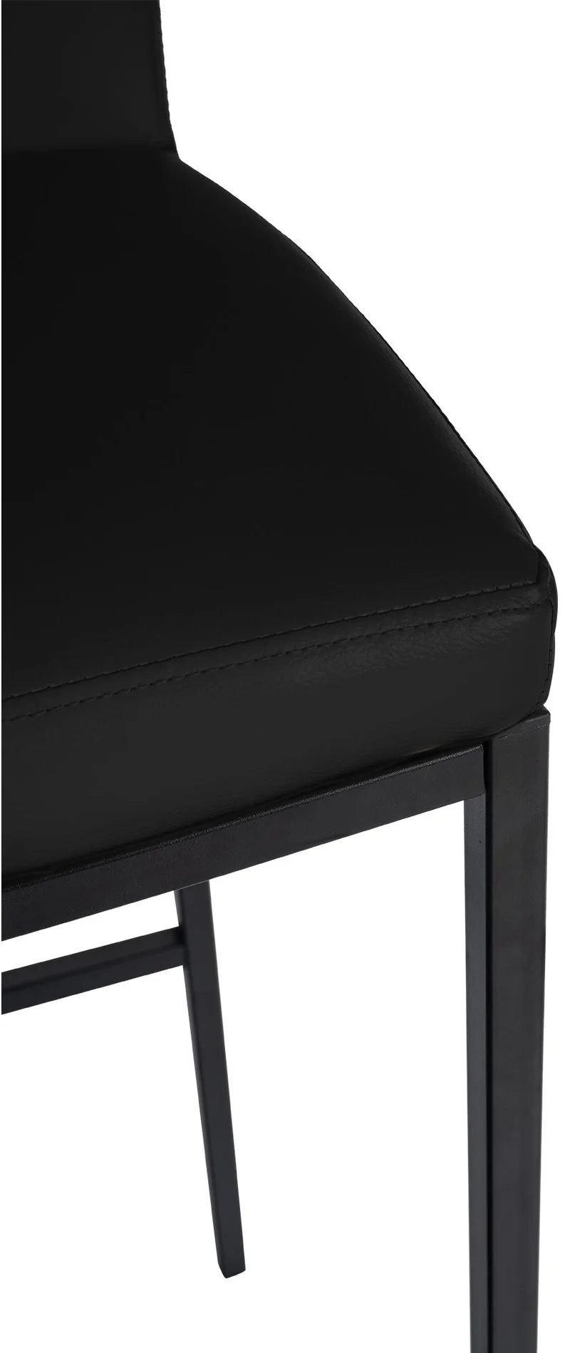 Tabouret de bar x1 design épuré et contemporain en PVC noir cadre à quatre pieds en métal noir 10_0006047