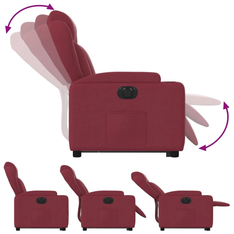 Fauteuil relax TV fonction de levage électrique très confortable en tissu rouge bordeaux DEC028535