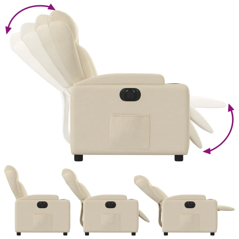 Fauteuil relax TV fonction d'inclinaison électrique très confortable en tissu crème DEC028273