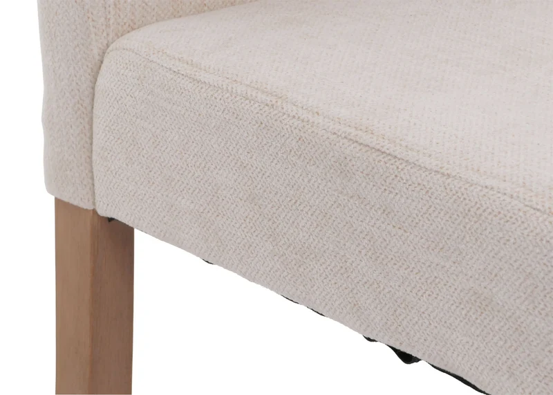 Lot de 4 chaises de salle à manger dossier haut en tissu chenille crème pieds clair 04_0007515