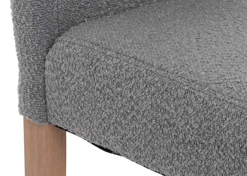 Lot de 6 chaises de salle à manger dossier haut en tissu bouclé gris pieds en bois clairs 04_0007634