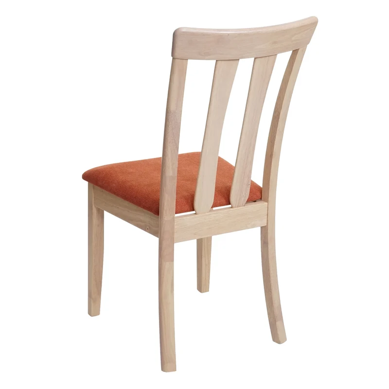 2 chaises de salle à manger cuisine design classique en tissu orange et bois massif clair 04_0002960