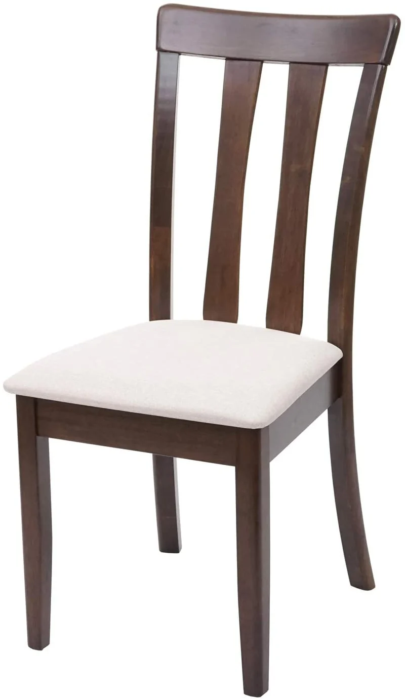 Lot de 2 chaises de salle à manger en bois massif marron foncé et assise en tissu crème CDS04465