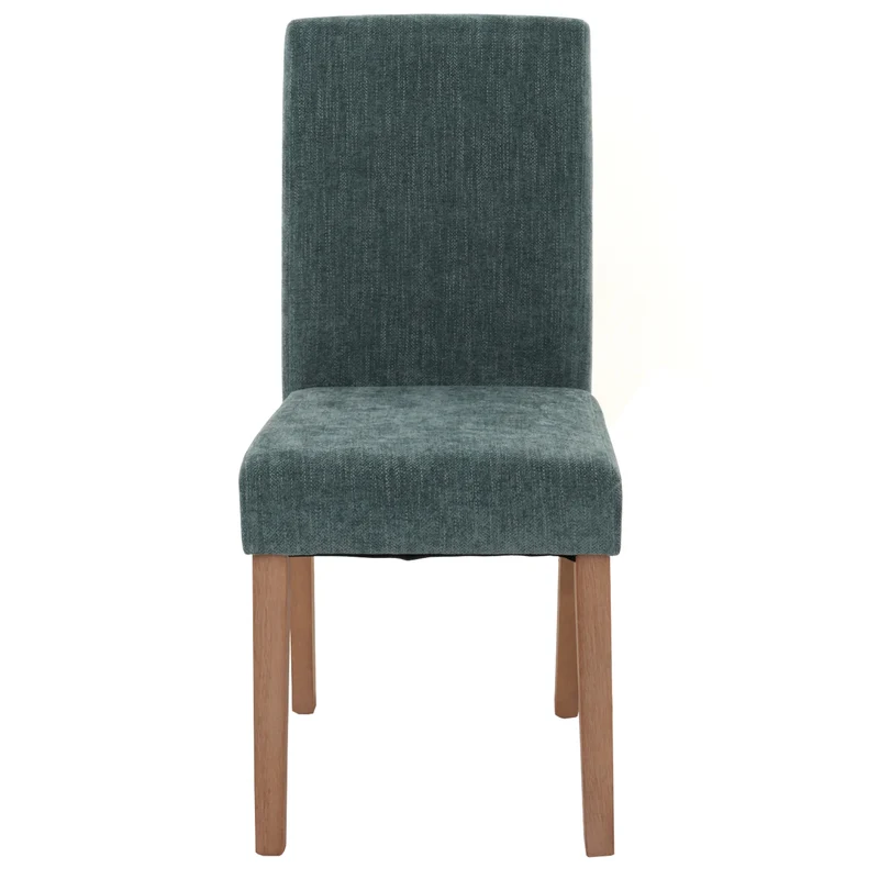 Lot de 6 chaises de salle à manger dossier haut en tissu chenille vert pieds en bois clair 04_0007639