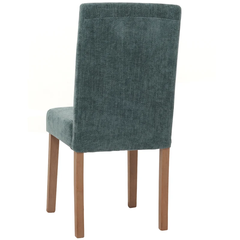 Lot de 6 chaises de salle à manger dossier haut en tissu chenille vert pieds en bois clair 04_0007639