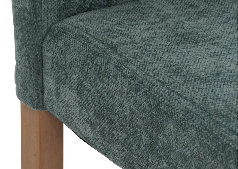 Lot de 6 chaises de salle à manger dossier haut en tissu chenille vert pieds en bois clair 04_0007639
