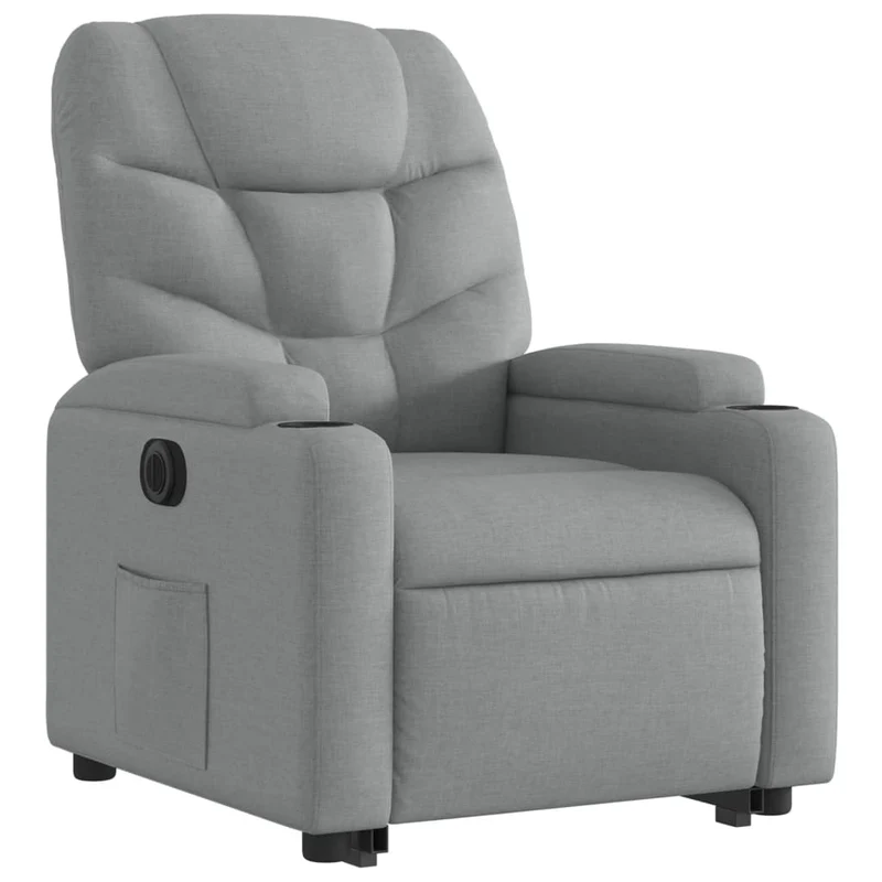 Fauteuil relax TV fonction de levage électrique très confortable en tissu gris clair DEC028317
