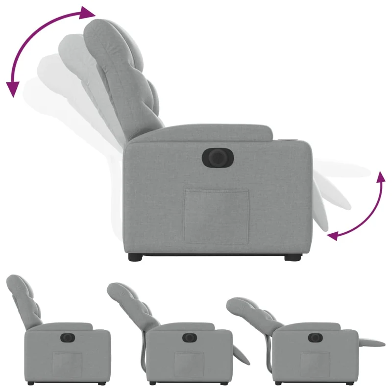 Fauteuil relax TV fonction de levage électrique très confortable en tissu gris clair DEC028317