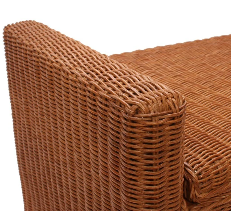 Banc banquette / coffre de rangement en rotin couleur miel BAN04016